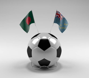 Bangladeş - Tuvalu Futbol Bayrakları, Beyaz Arkaplan - 3D Render