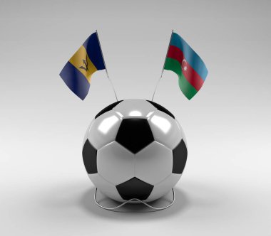 Barbados - Azerbaycan Futbol Bayrakları, Beyaz Arkaplan - 3D Render