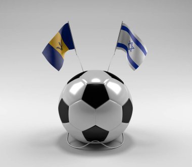 Barbados - İsrail Futbol Bayrakları, Beyaz Arkaplan - 3D Render