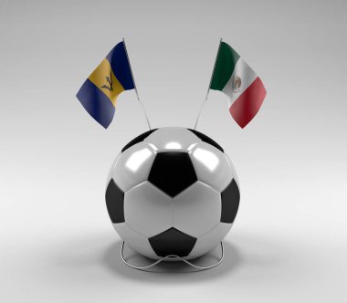 Barbados - Meksika Futbol Bayrakları, Beyaz Arkaplan - 3D Render