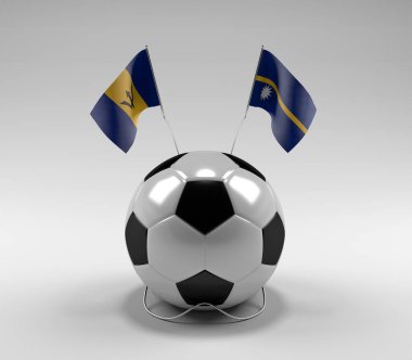 Barbados - Nauru Futbol Bayrakları, Beyaz Arkaplan - 3D Render