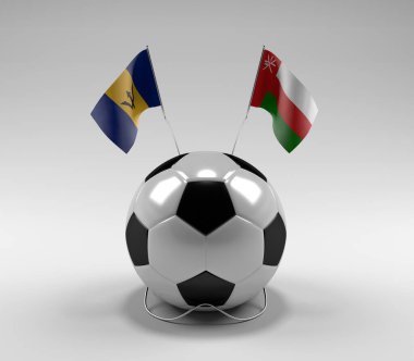 Barbados - Umman Futbol Bayrakları, Beyaz Arkaplan - 3D Render
