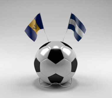 Barbados - Nikaragua Futbol Bayrakları, Beyaz Arkaplan - 3D Render