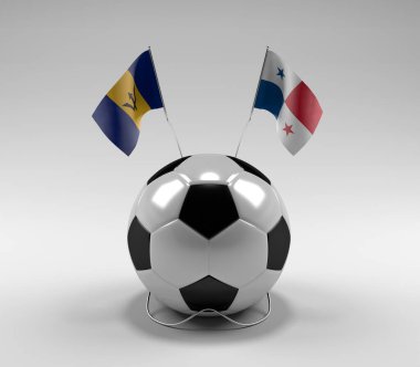 Barbados - Panama Futbol Bayrakları, Beyaz Arkaplan - 3D Render
