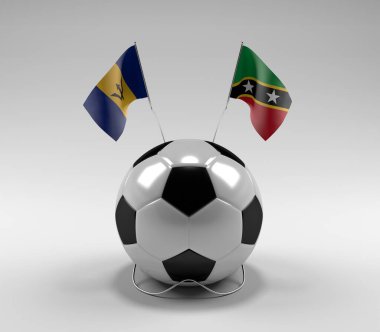 Barbados - Saint-Kitts-and-Nevis Futbol Bayrakları, Beyaz Arkaplan - 3D Render