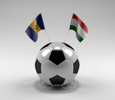 Barbados - Tacikistan Futbol Bayrakları, Beyaz Arkaplan - 3D Render