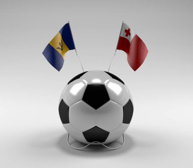 Barbados - Tonga Futbol Bayrakları, Beyaz Arkaplan - 3D Render