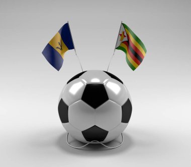 Barbados - Zimbabwe Futbol Bayrakları, Beyaz Arkaplan - 3D Render