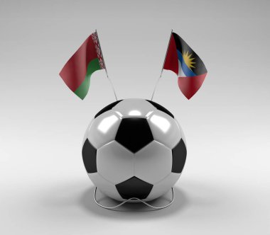 Belarus - Antigua ve Barbuda Futbol Bayrakları, Beyaz Arkaplan - 3D Render