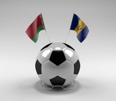 Belarus - Barbados Futbol Bayrakları, Beyaz Arkaplan - 3D Render