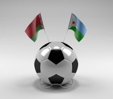 Belarus - Cibuti Futbol Bayrakları, Beyaz Arkaplan - 3D Render