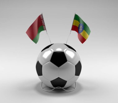 Belarus - Etiyopya Futbol Bayrakları, Beyaz Arkaplan - 3D Render