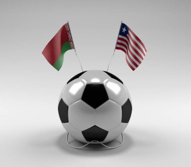 Belarus - Liberya Futbol Bayrakları, Beyaz Arkaplan - 3D Render