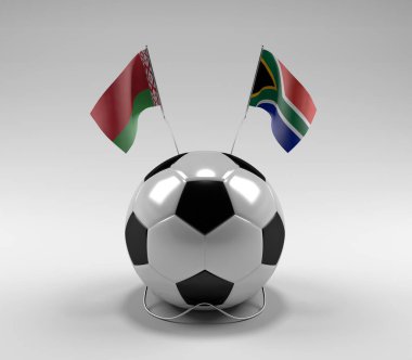 Belarus - Güney Afrika Futbol Bayrakları, Beyaz Arkaplan - 3D Render