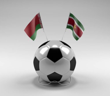 Belarus - Surinam Futbol Bayrakları, Beyaz Arkaplan - 3D Render