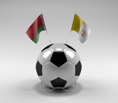 Belarus - Vatikan-Şehir Futbol Bayrakları, Beyaz Arkaplan - 3D Render