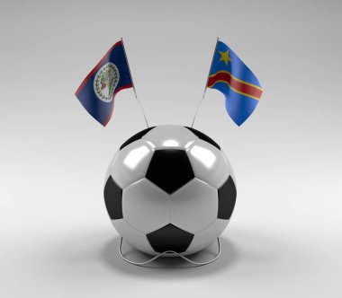 Belize - Kongo Demokratik Cumhuriyeti Futbol Bayrakları, Beyaz Arkaplan - 3D Render