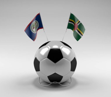 Belize - Dominica Futbol Bayrakları, Beyaz Arkaplan - 3D Render