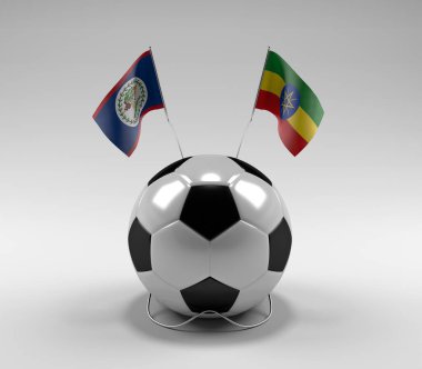 Belize - Etiyopya Futbol Bayrakları, Beyaz Arkaplan - 3B Render