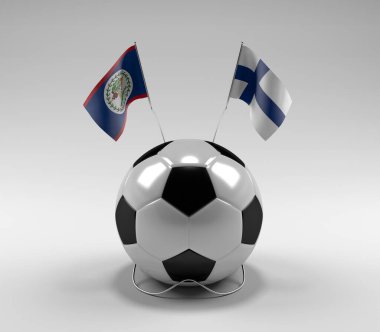 Belize - Finlandiya Futbol Bayrakları, Beyaz Arkaplan - 3D Render