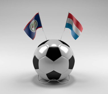 Belize - Lüksemburg Futbol Bayrakları, Beyaz Arkaplan - 3D Render