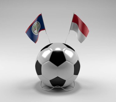 Belize - Monako Futbol Bayrakları, Beyaz Arkaplan - 3D Render