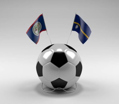 Belize - Nauru Futbol Bayrakları, Beyaz Arkaplan - 3D Render