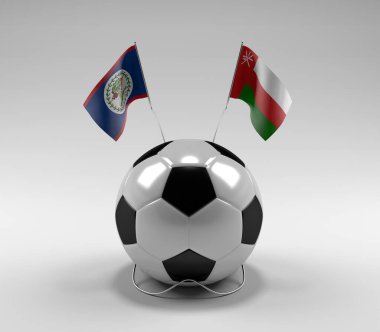 Belize - Umman Futbol Bayrakları, Beyaz Arkaplan - 3D Render
