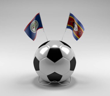Belize - Svaziland Futbol Bayrakları, Beyaz Arkaplan - 3D Render