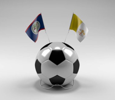 Belize - Vatikan-Şehir Futbol Bayrakları, Beyaz Arkaplan - 3D Render