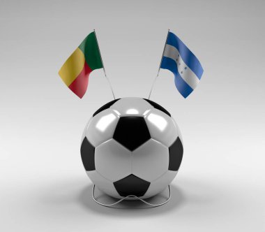 Benin - Honduras Futbol Bayrakları, Beyaz Arkaplan - 3D Render