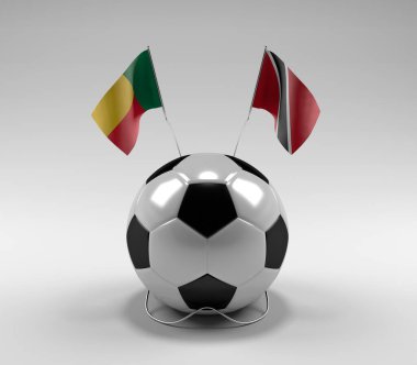 Benin - Trinidad ve Tobago Futbol Bayrakları, Beyaz Arkaplan - 3D Render