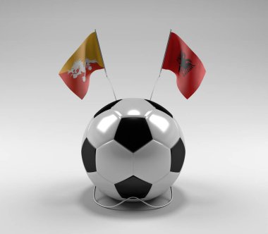 Bhutan - Arnavutluk Futbol Bayrakları, Beyaz Arkaplan - 3D Render