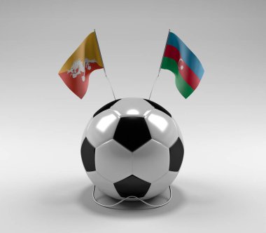 Bhutan - Azerbaycan Futbol Bayrakları, Beyaz Arkaplan - 3D Render