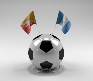 Bhutan - Guatemala Futbol Bayrakları, Beyaz Arkaplan - 3D Render