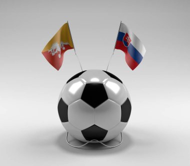 Butan - Slovakya Futbol Bayrakları, Beyaz Arkaplan - 3D Render