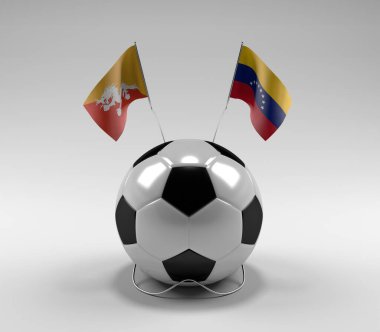 Bhutan - Venezuela Futbol Bayrakları, Beyaz Arkaplan - 3D Render