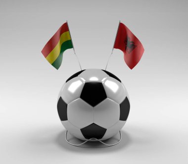 Bolivya - Arnavutluk Futbol Bayrakları, Beyaz Arkaplan - 3D Hazırlama