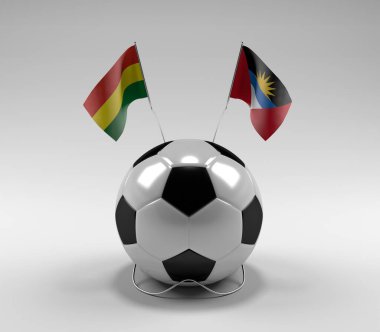 Bolivya - Antigua ve Barbuda Futbol Bayrakları, Beyaz Arkaplan - 3D Render
