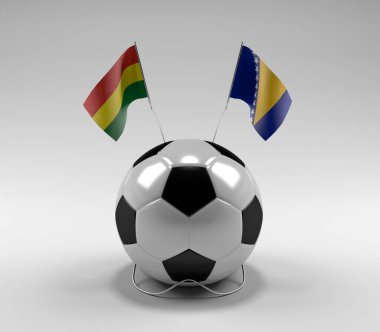 Bolivya - Bosna-Hersek Futbol Bayrakları, Beyaz Arkaplan - 3D Render