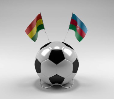Bolivya - Azerbaycan Futbol Bayrakları, Beyaz Arkaplan - 3D Render