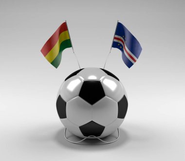Bolivya - Cape-Verde Futbol Bayrakları, Beyaz Arkaplan - 3D Render