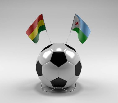 Bolivya - Cibuti Futbol Bayrakları, Beyaz Arkaplan - 3D Render