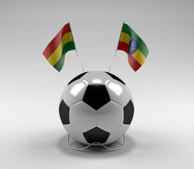 Bolivya - Etiyopya Futbol Bayrakları, Beyaz Arkaplan - 3B Render
