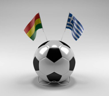Bolivya - Yunanistan Futbol Bayrakları, Beyaz Arkaplan - 3D Render