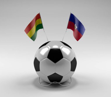 Bolivya - Haiti Futbol Bayrakları, Beyaz Arkaplan - 3D Render