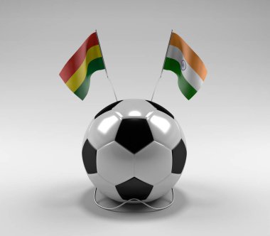 Bolivya - Hindistan Futbol Bayrakları, Beyaz Arkaplan - 3D Render