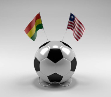 Bolivya - Liberya Futbol Bayrakları, Beyaz Arkaplan - 3D Render