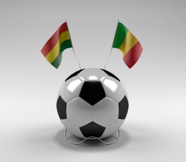 Bolivya - Mali Futbol Bayrakları, Beyaz Arkaplan - 3D Render