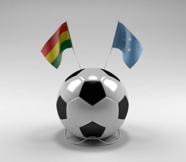 Bolivya - Mikronezya Futbol Bayrakları, Beyaz Arkaplan - 3D Render